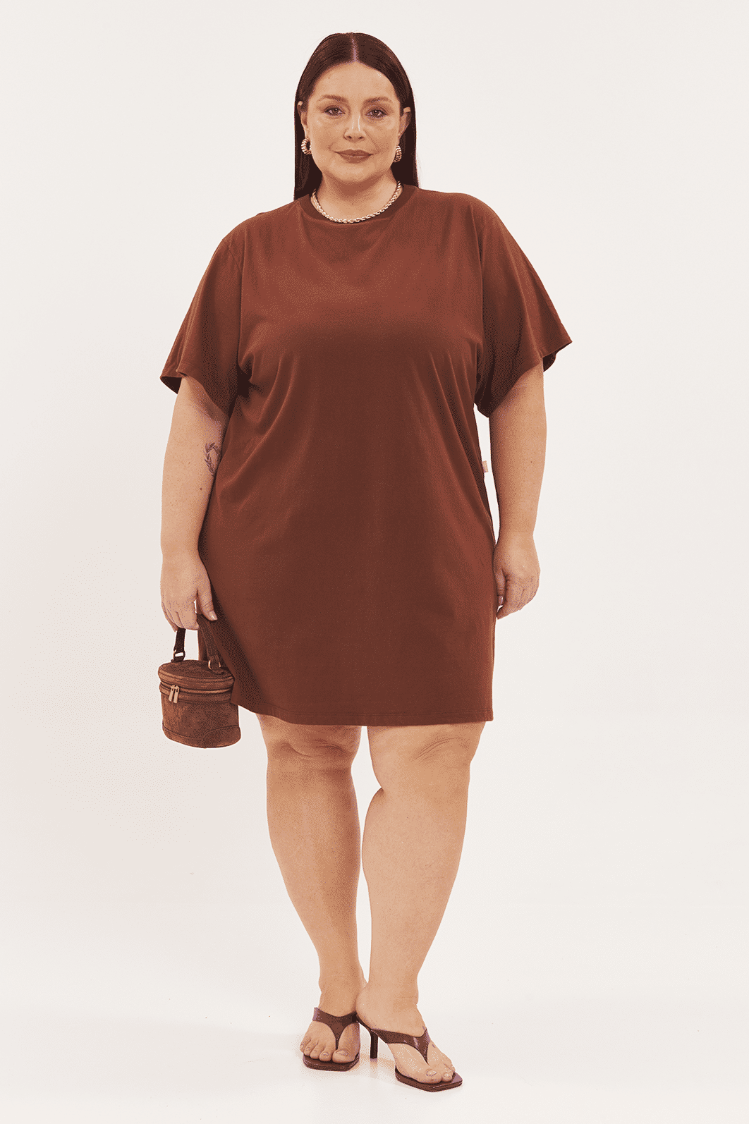 T-dress De Algodão Mari Marrom T-dress De Algodão Mari Marrom