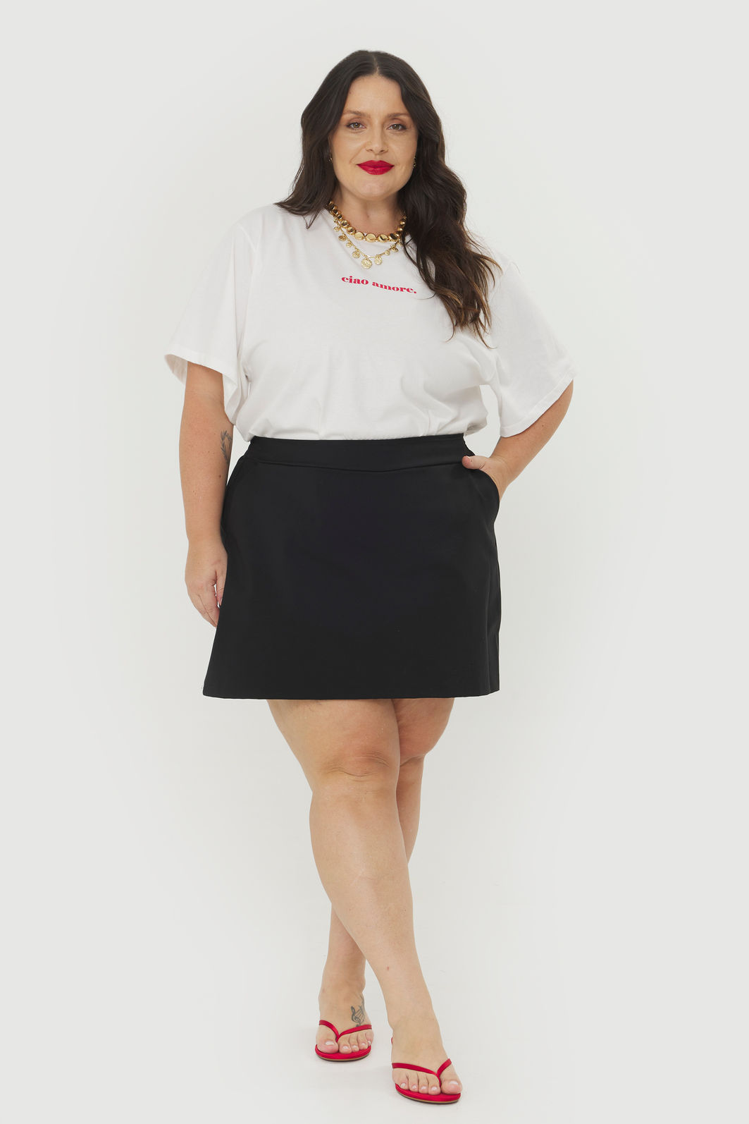 T-Shirt De Algodão Ciao Amore Off-White T-Shirt De Algodão Ciao Amore Off-White