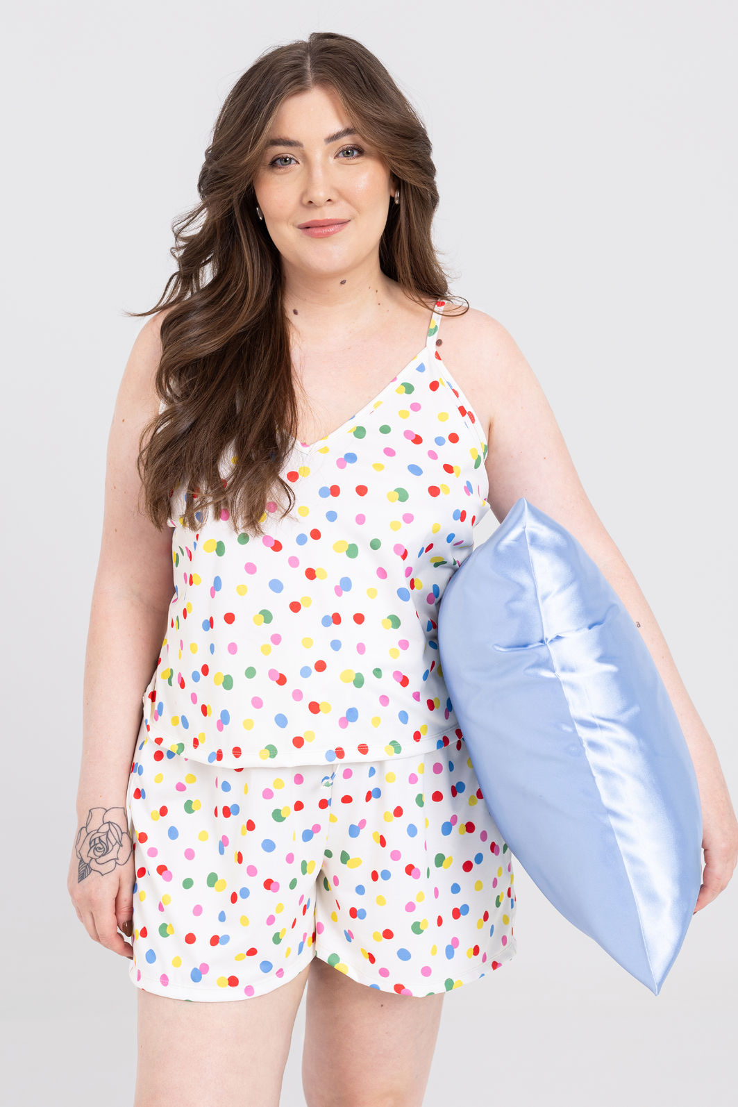 Conjunto Pijama Short Doll Flora Poá