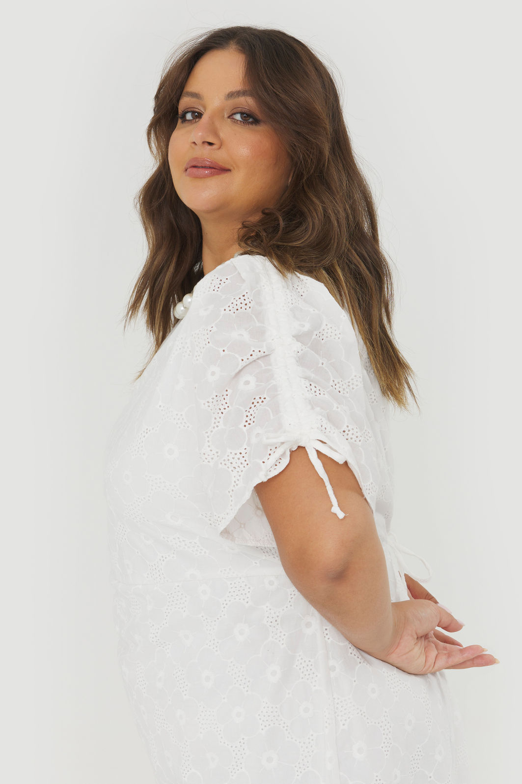 Vestido Curto Algodão Bordado Olímpia Off-White Vestido Curto Algodão Bordado Olímpia Off-White