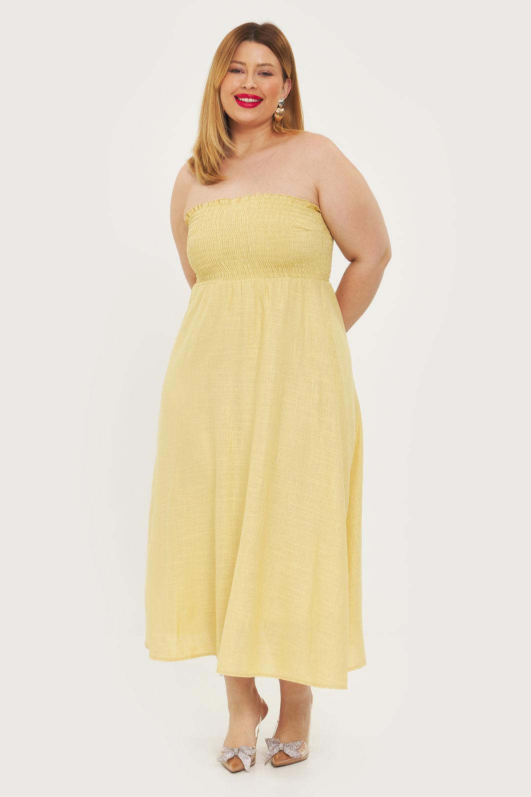 Vestido De Linho Siena Amarelo Vestido De Linho Siena Amarelo