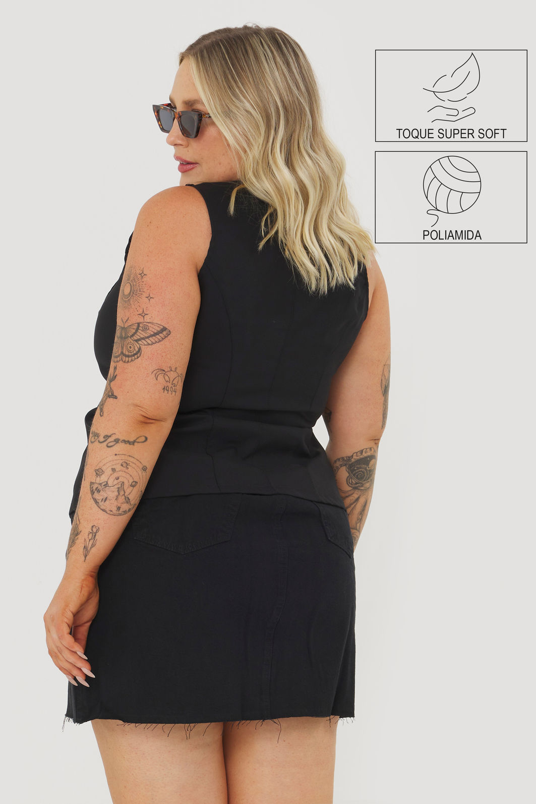 Colete Alongado Alfaiataria Fiorella Preto Colete Alongado Alfaiataria Fiorella Preto