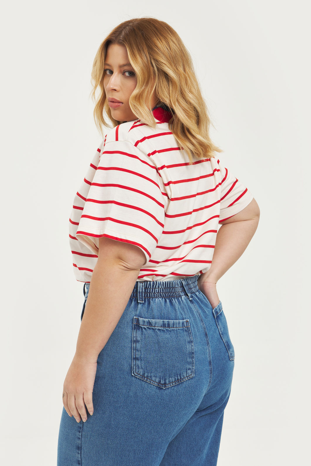 T-shirt Oversized Catarina Listrado Vermelho T-shirt Oversized Catarina Listrado Vermelho