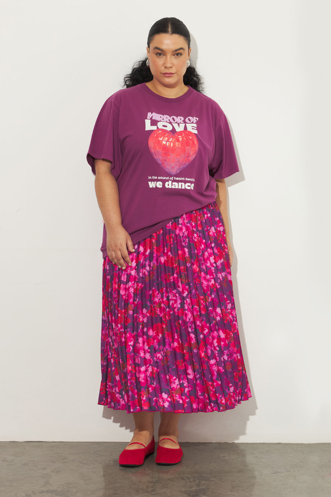 Saia Midi Plissada Scarlet Floral