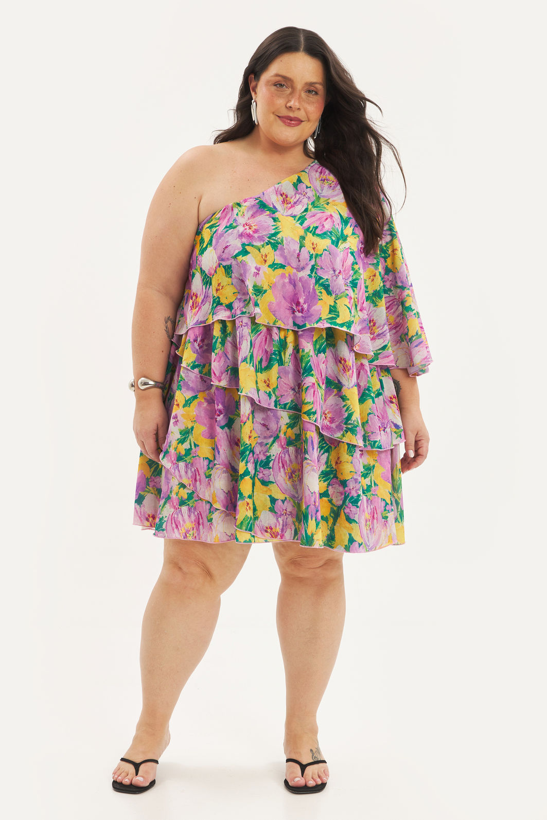 Vestido Um Ombro Só Flávia Floral Vestido Um Ombro Só Flávia Floral