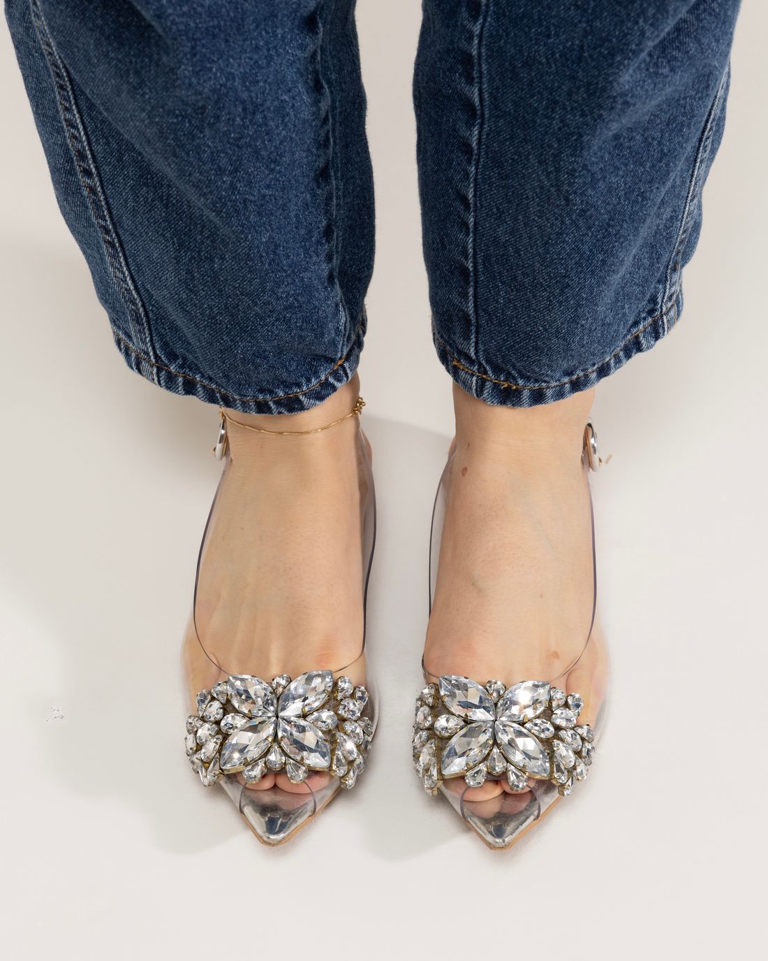 AURORA - SAPATILHA SLINGBACK PEDRARIA PRATA