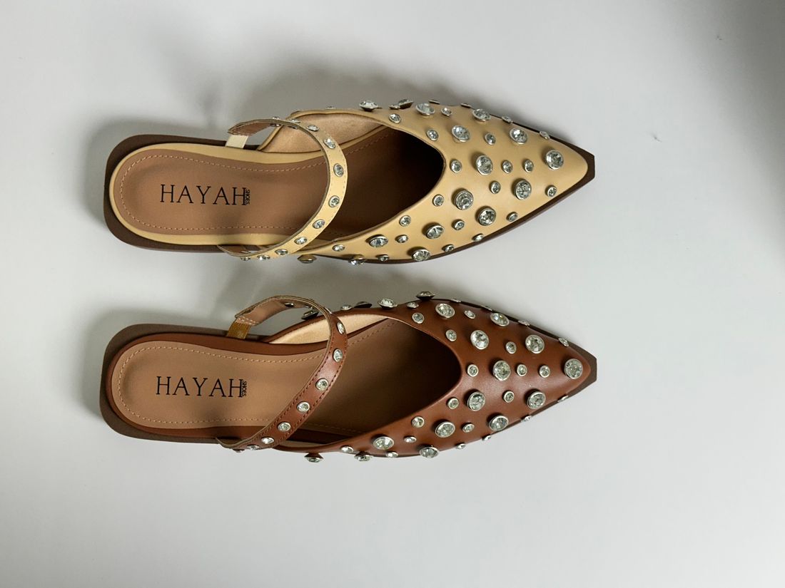 GABRIELA - MULE COURO COM PEDRARIA STRASS MARROM GABRIELA - MULE COURO COM PEDRARIA STRASS MARROM