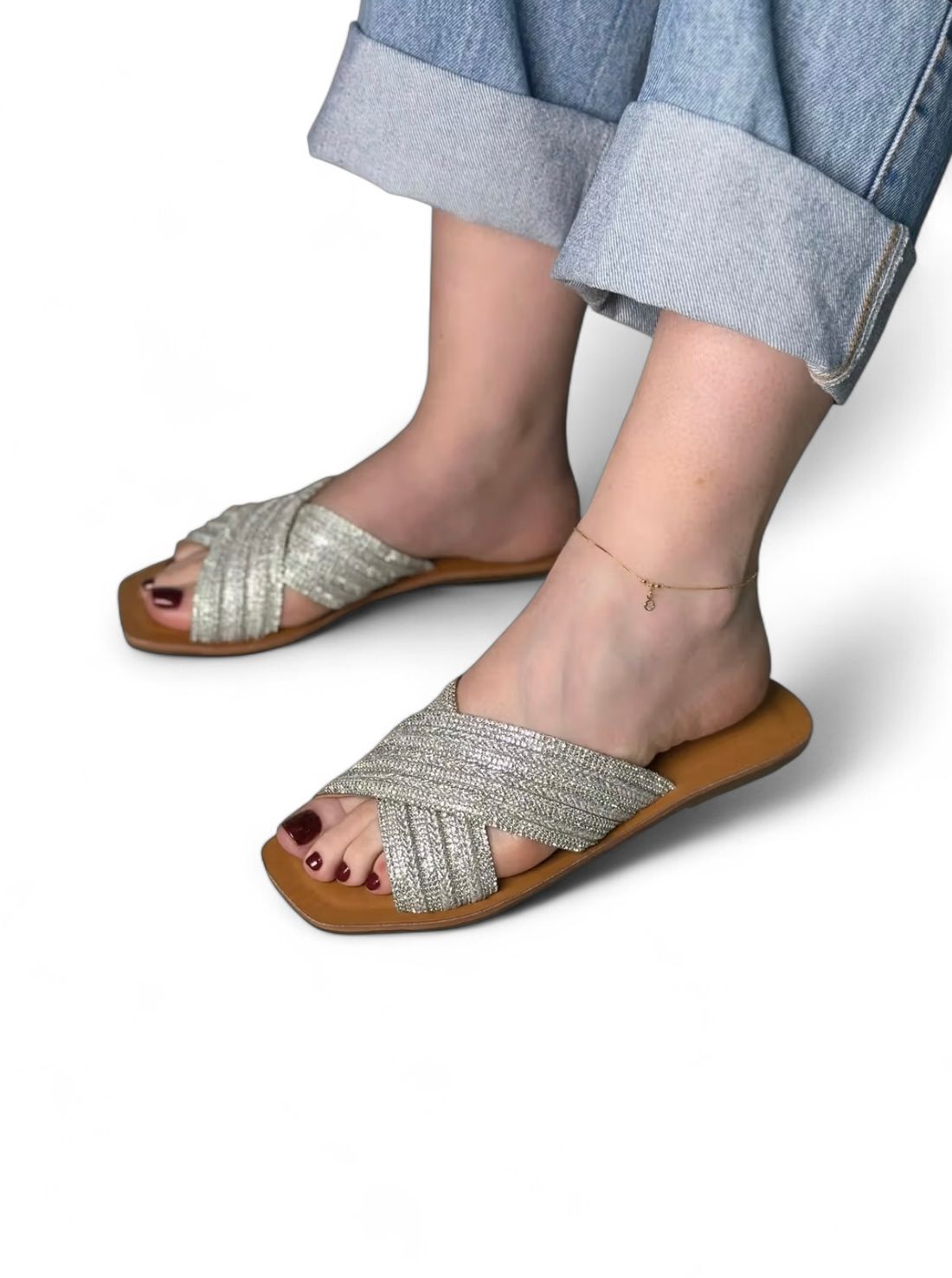 MIA - FLAT RASTEIRA CORDA COM STRASS PRATA MIA - FLAT RASTEIRA CORDA COM STRASS PRATA