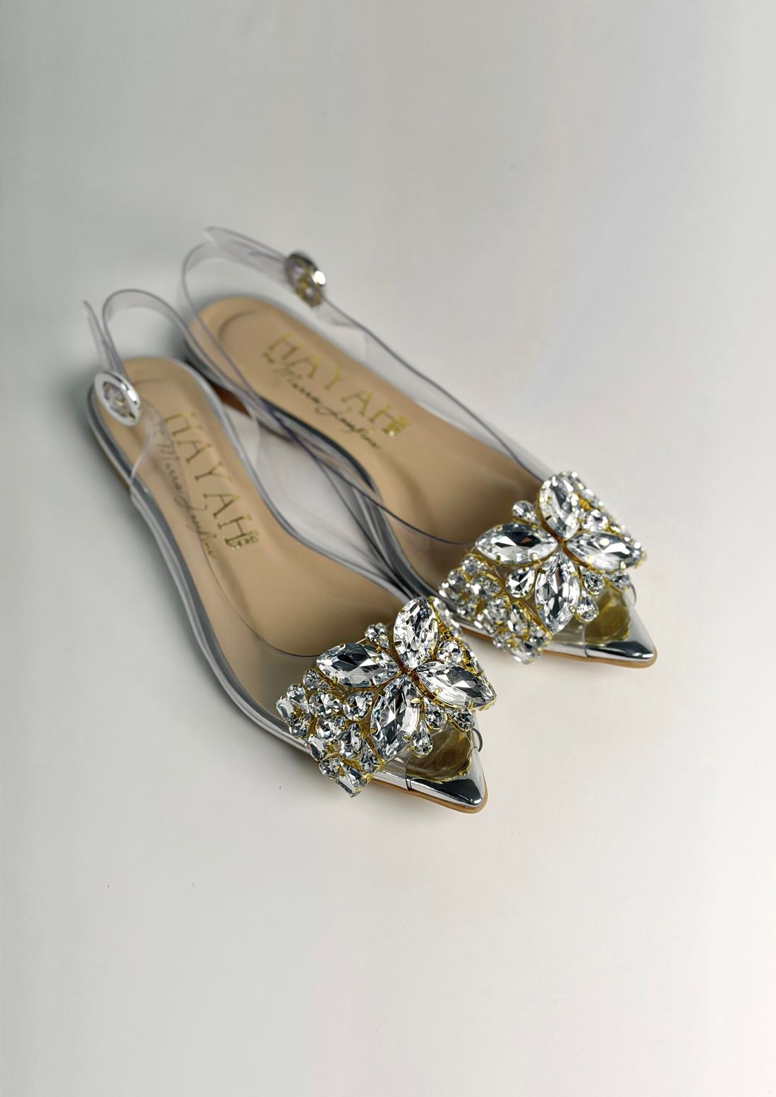 AURORA - SAPATILHA SLINGBACK PEDRARIA PRATA