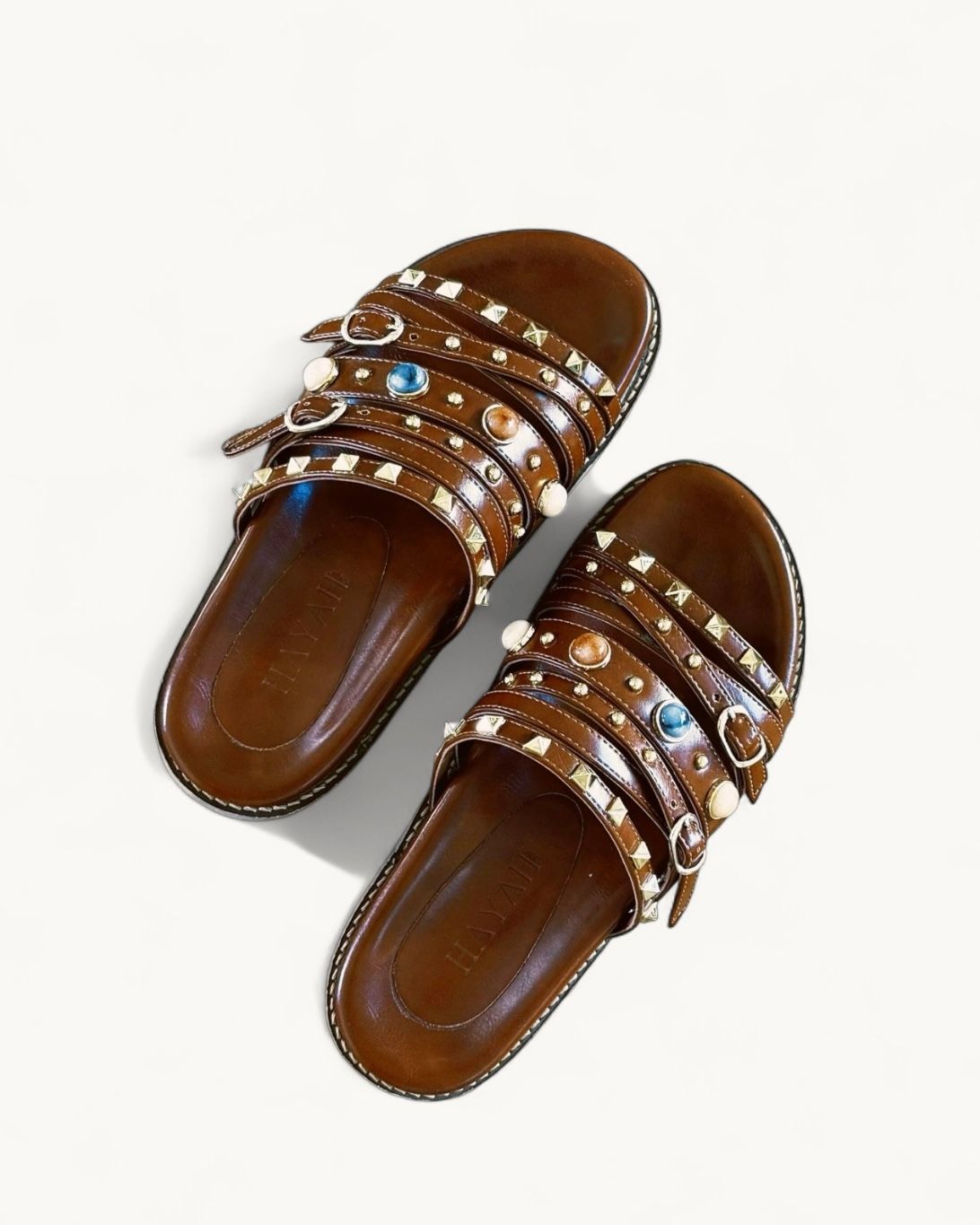 JERI - BIRKEN CARAMELO COM PEDRAS COLORIDAS