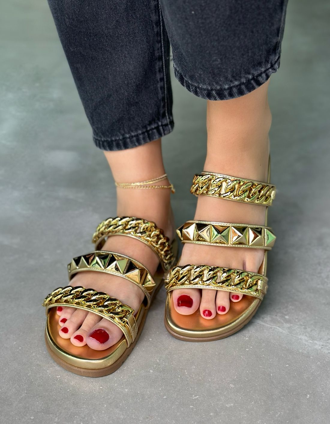 BEL - BIRKEN CORRENTE E SPIKES DOURADA