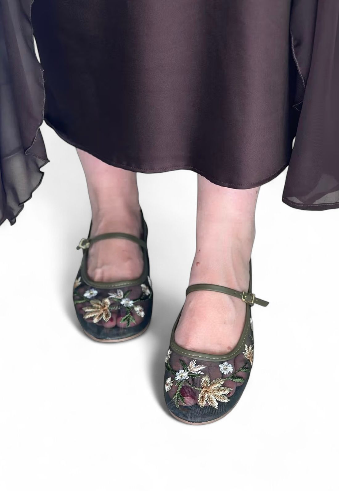 NAOMI - SAPATILHA TELA BORDADA VERDE ARMY