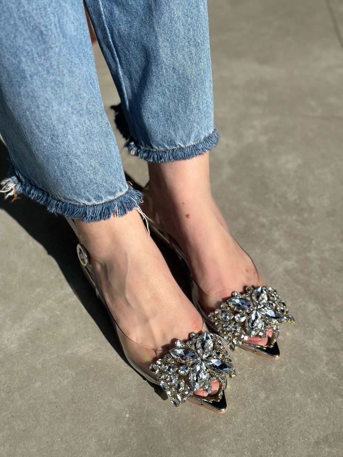 AURORA - SAPATILHA SLINGBACK PEDRARIA PRATA