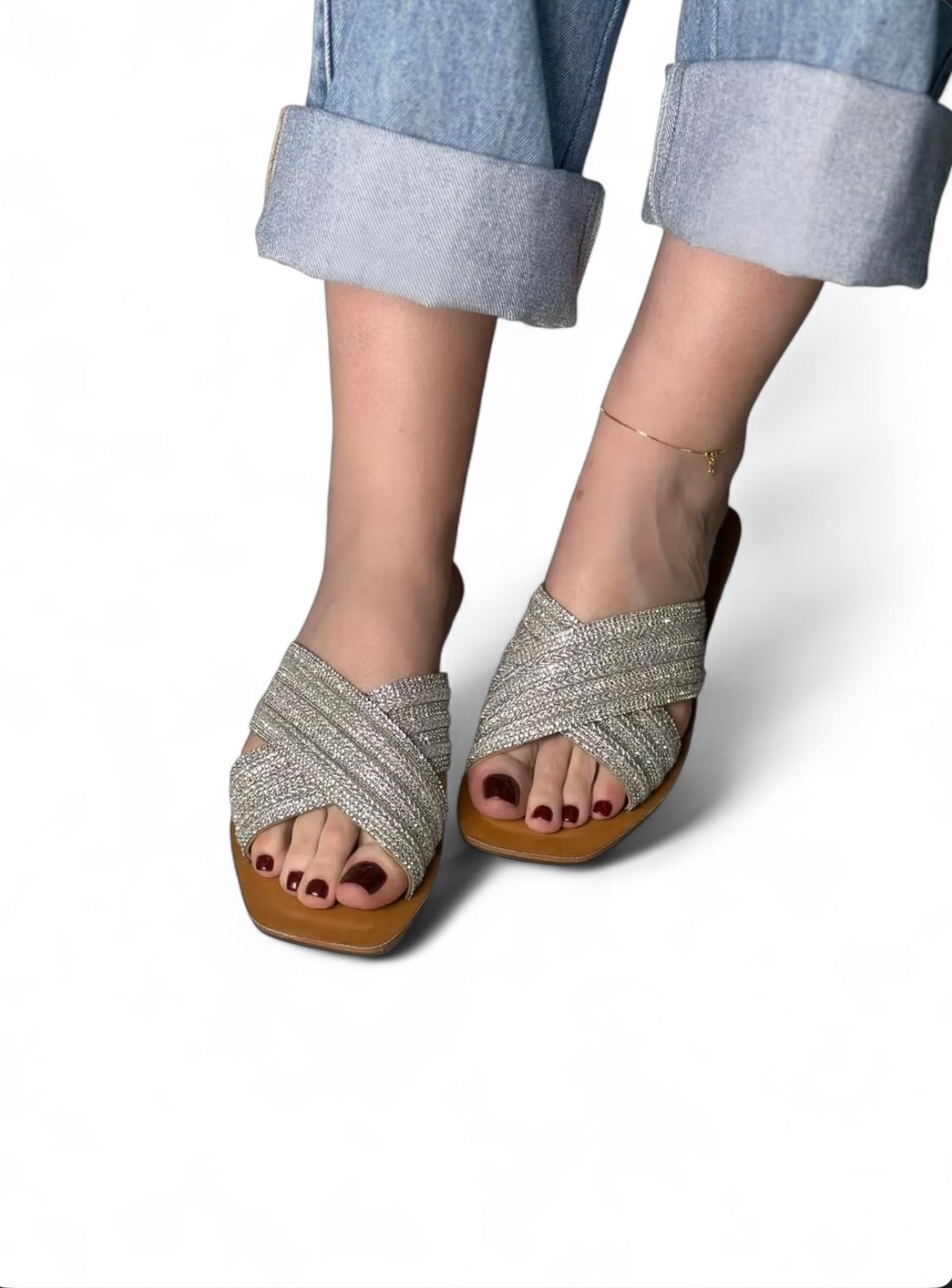 MIA - FLAT RASTEIRA CORDA COM STRASS PRATA MIA - FLAT RASTEIRA CORDA COM STRASS PRATA