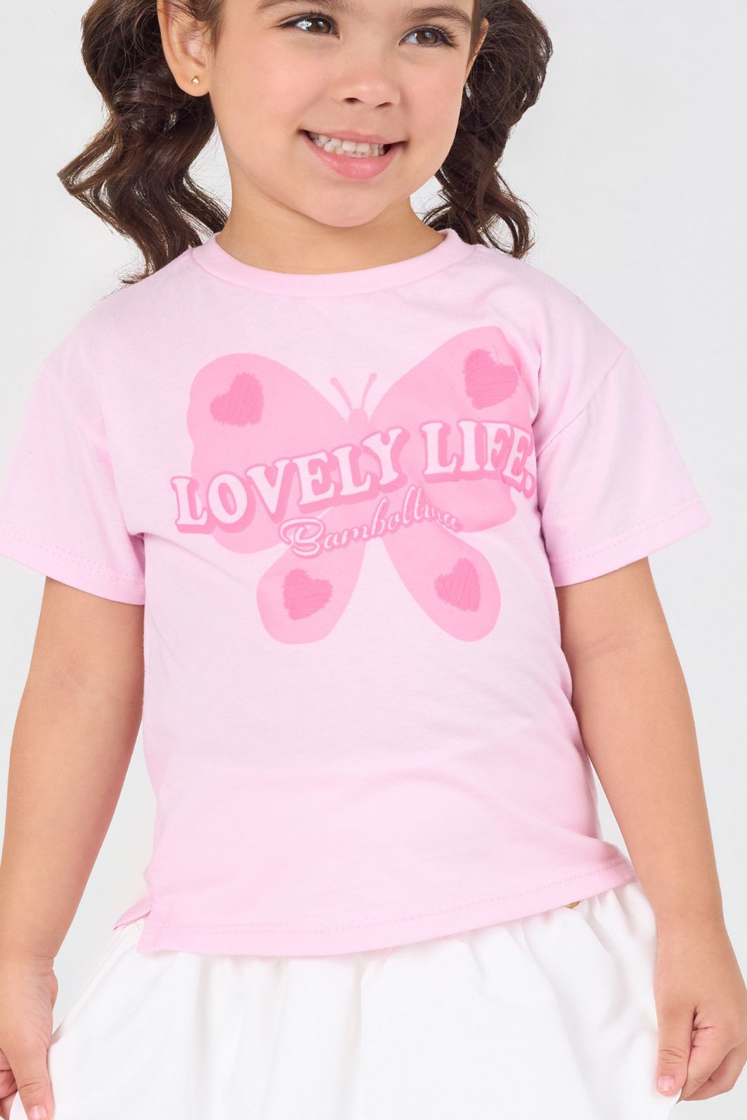 T-shirt com silk de borboleta