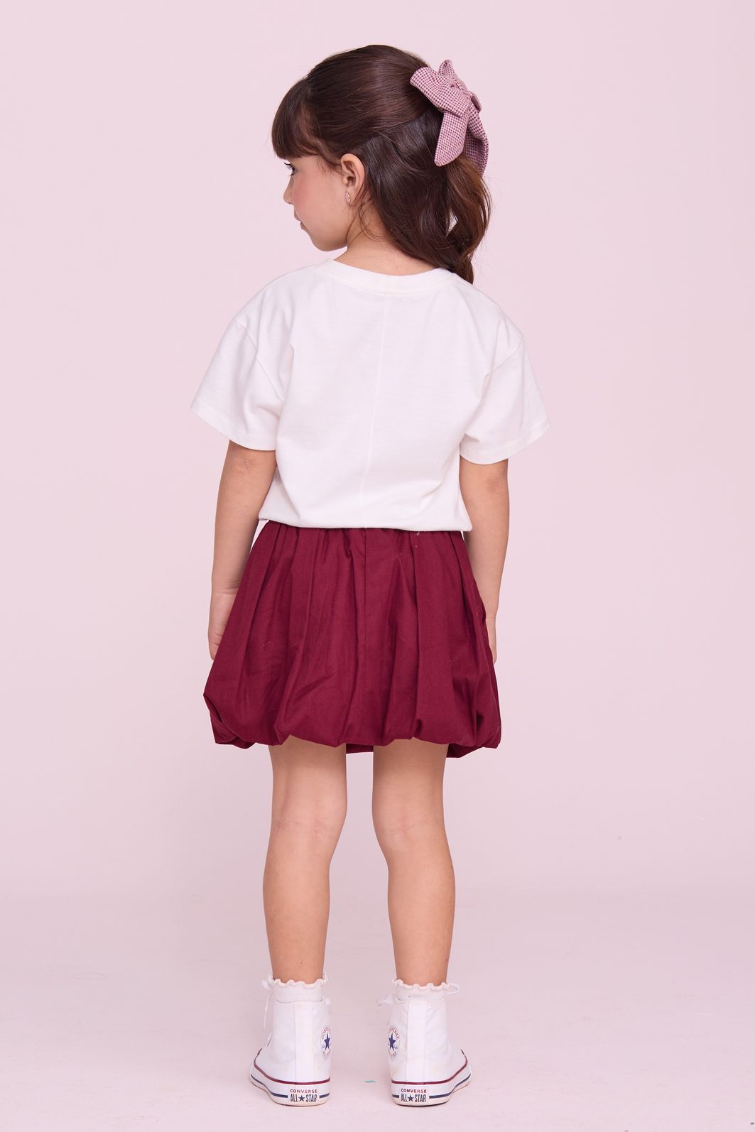 Conjunto T`Shirt De Meia Malha E Saia Balonê De Tricoline Conjunto T`Shirt De Meia Malha E Saia Balonê De Tricoline
