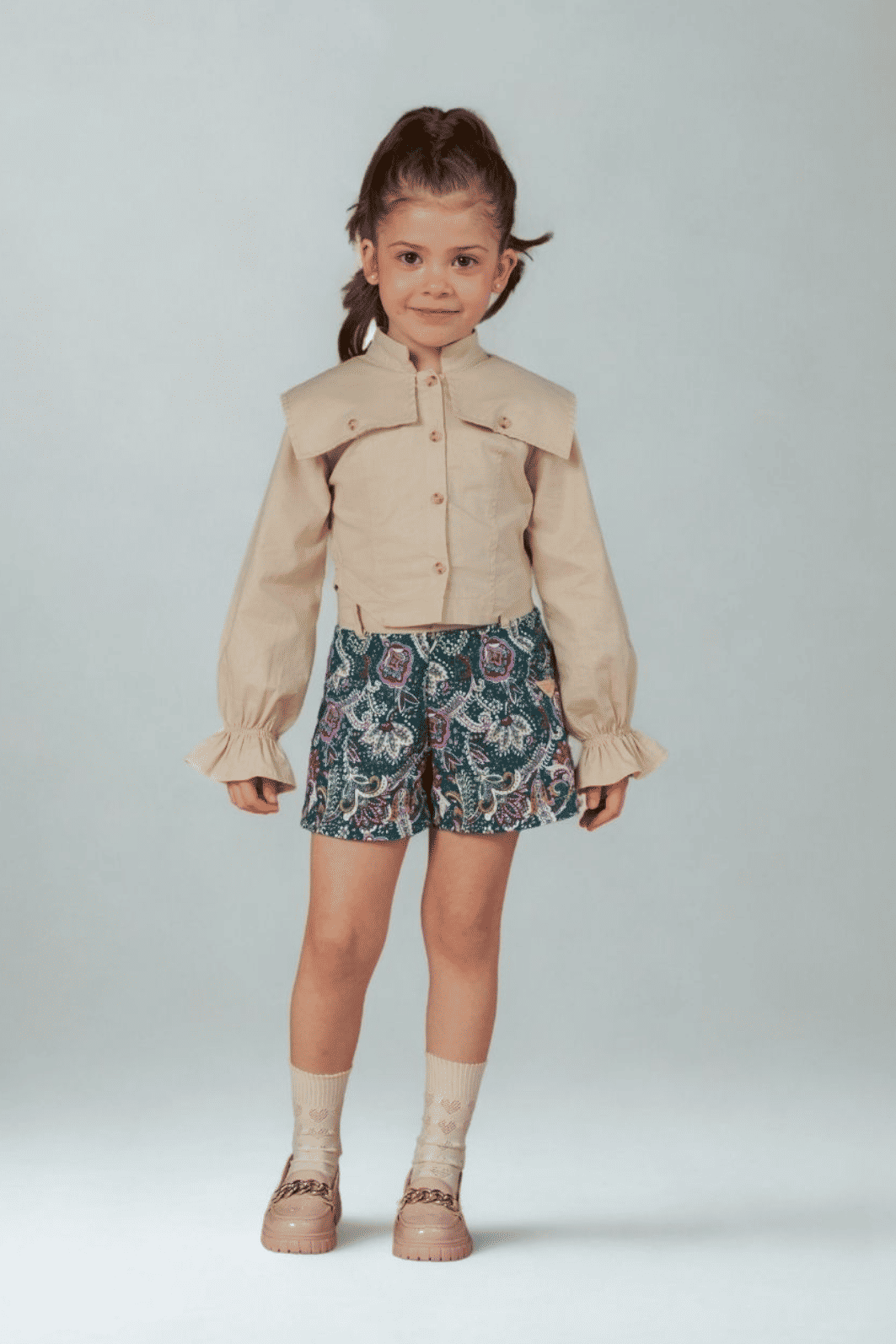 Conjunto camisa de tricoline com short estampado Conjunto camisa de tricoline com short estampado