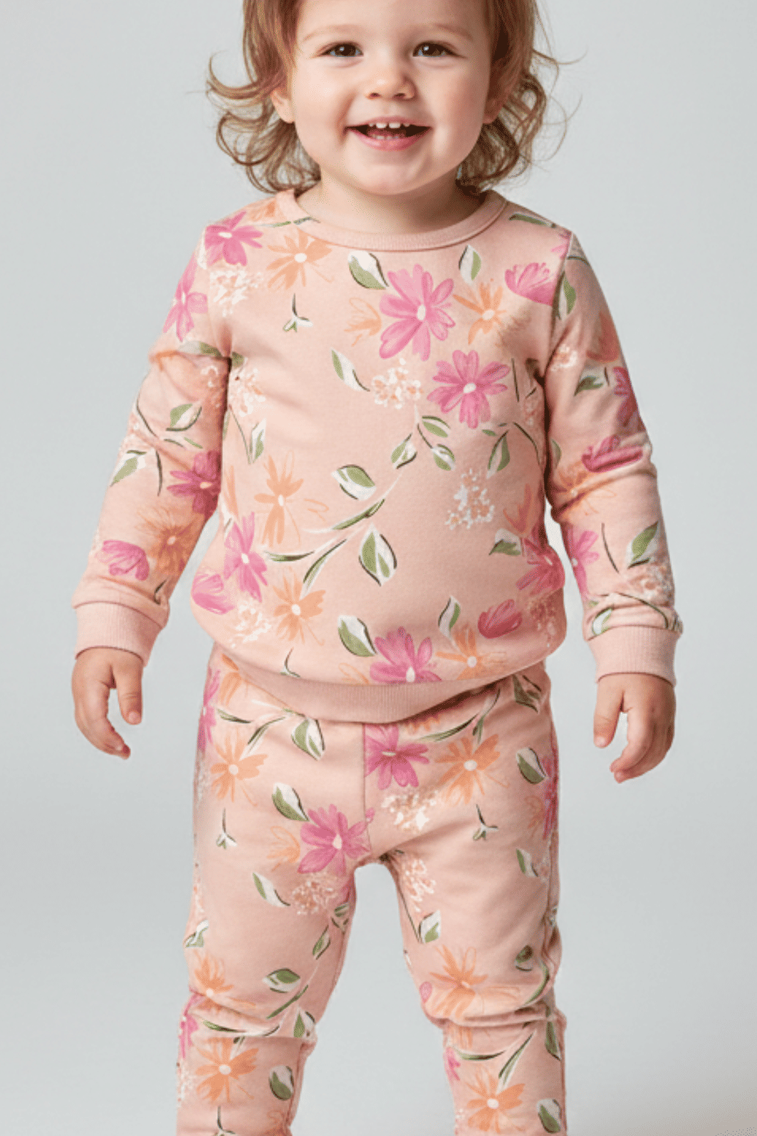 Conjunto blusa de moletom e calça com estampa de flores Conjunto blusa de moletom e calça com estampa de flores