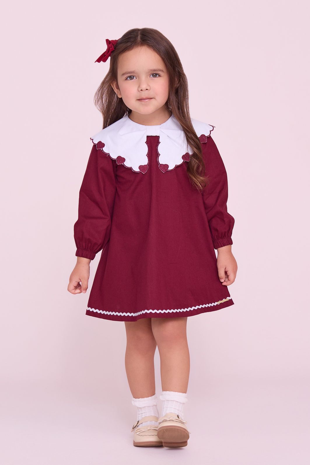 Vestido De Tricoline Com Gola Bordada Vestido De Tricoline Com Gola Bordada