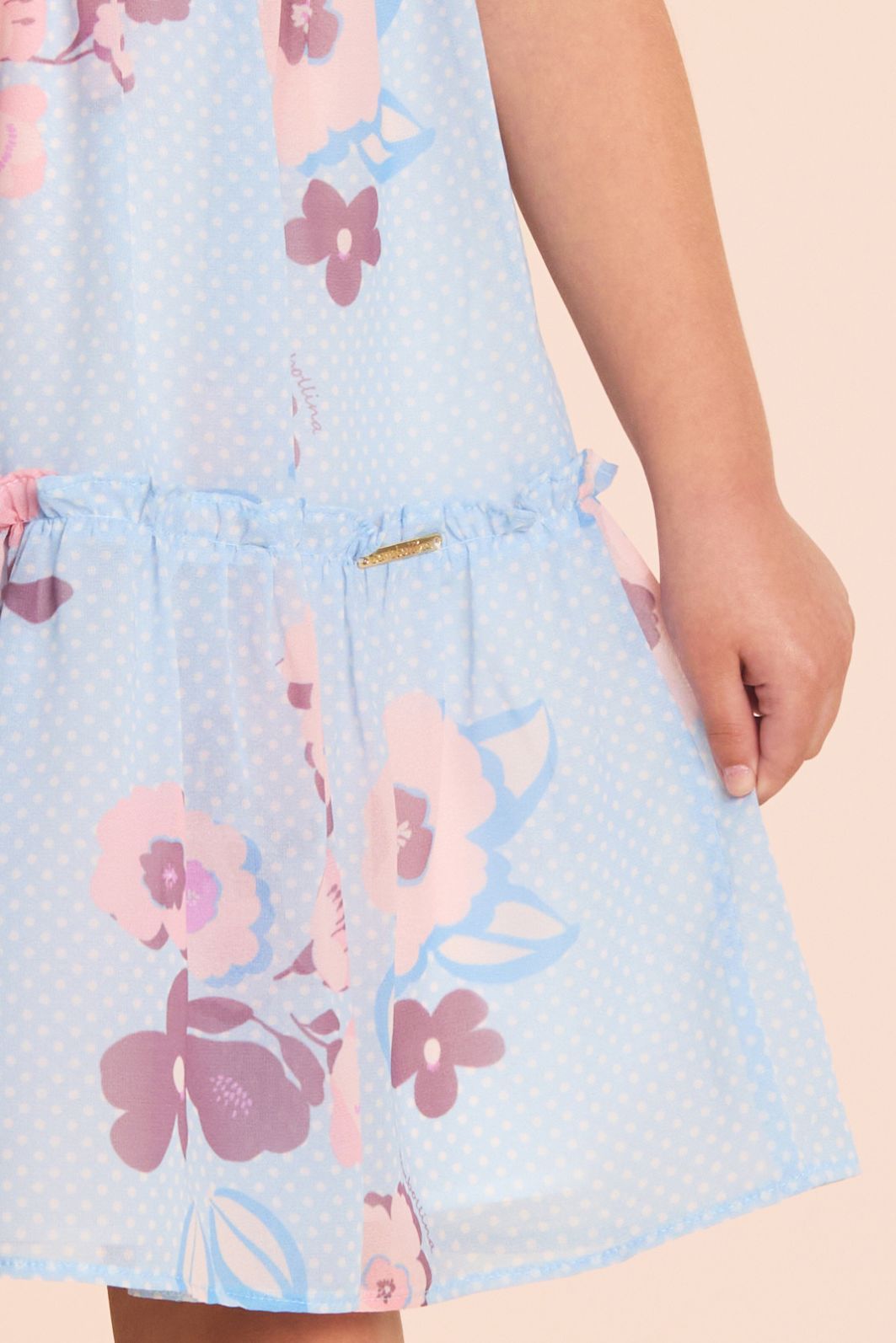 Vestido estampa mini poa e flores