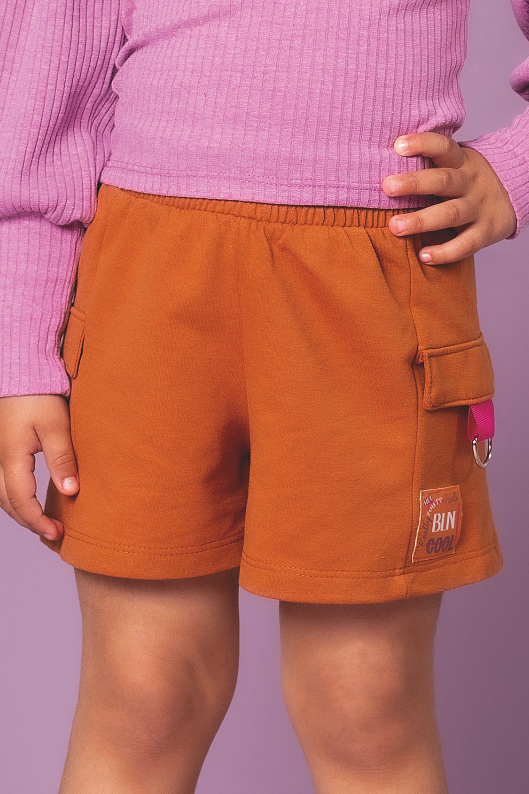 Short de moletinho com lapela