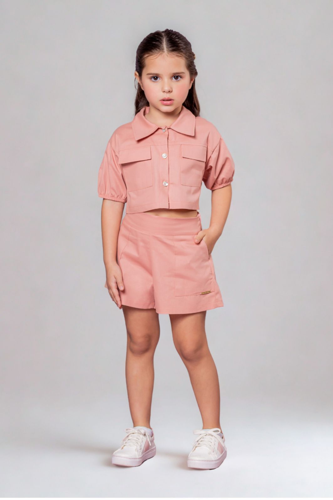 Conjunto camisa e short de tricoline