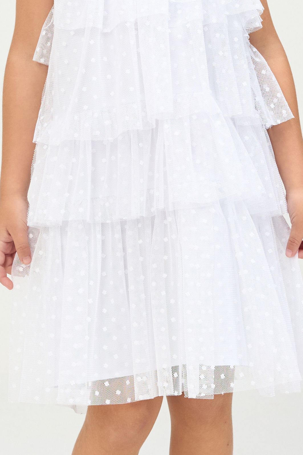 Vestido de babados com tule de poá Vestido de babados com tule de poá