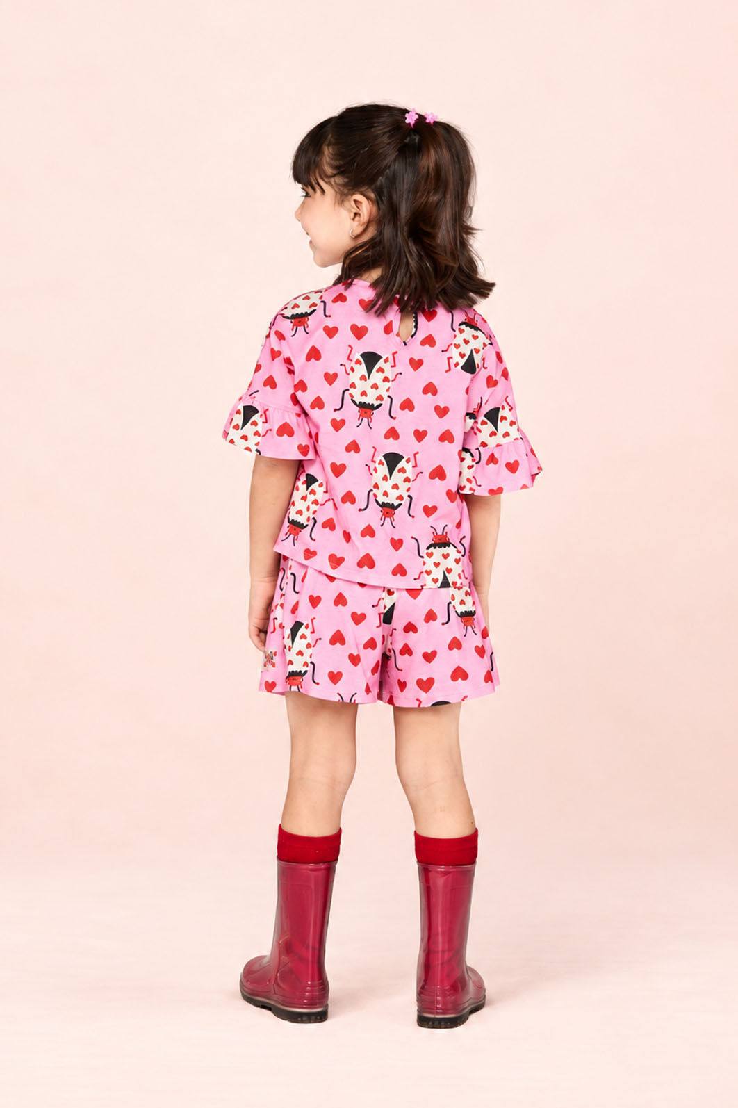 Conjunto Blusa E Short De Malha Estampa De Joaninhas Conjunto Blusa E Short De Malha Estampa De Joaninhas