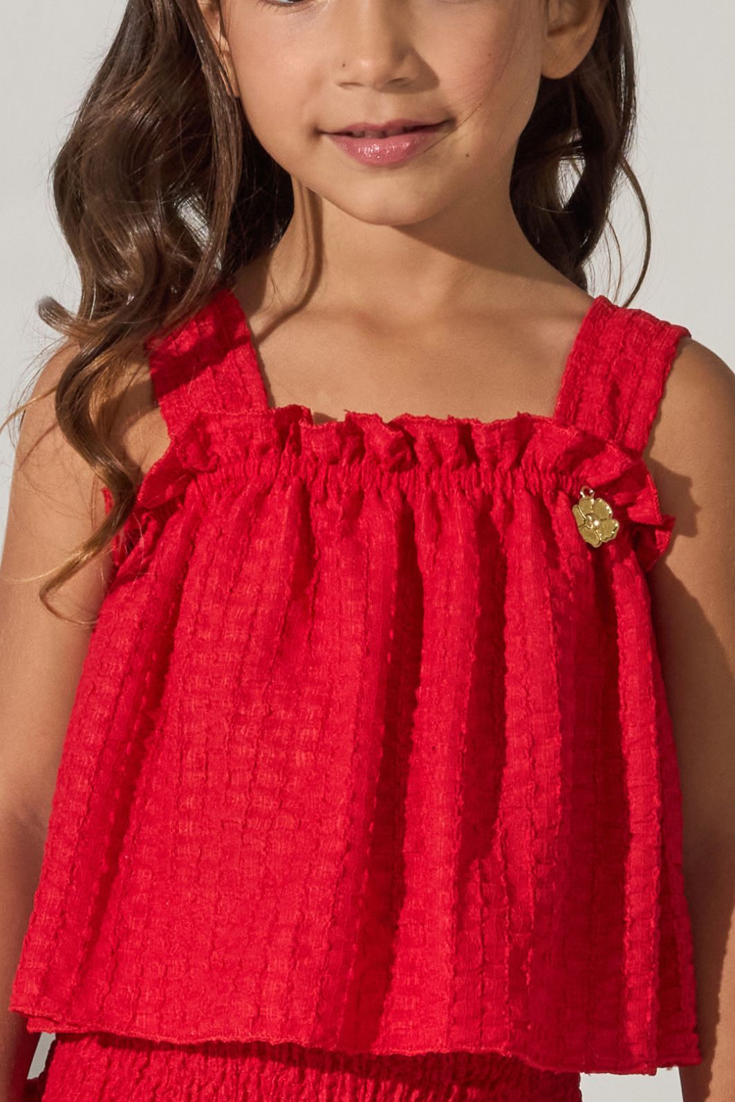 Conjunto blusa conf e saia de babados Conjunto blusa conf e saia de babados