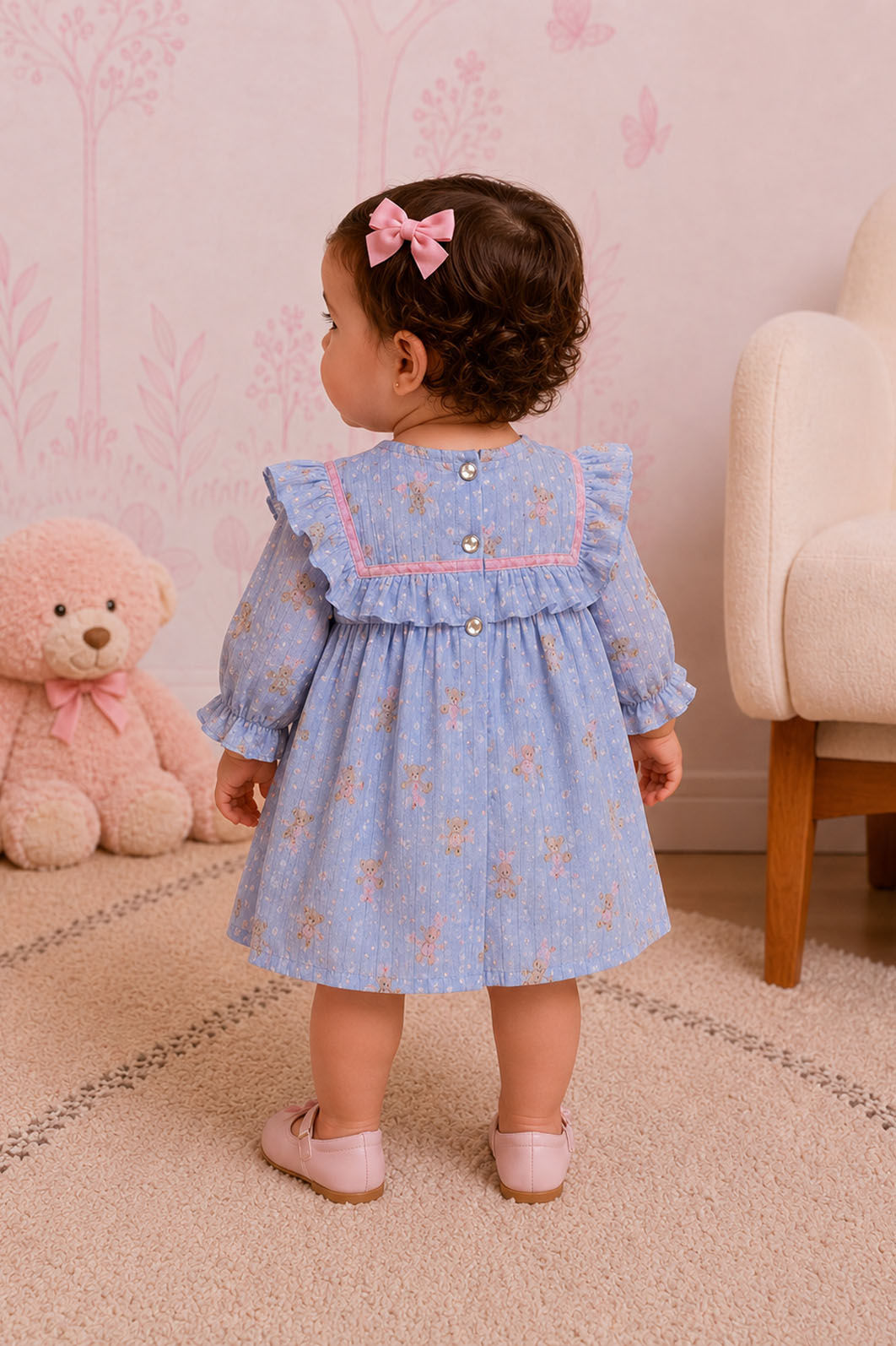 Vestido De Chiffon Diamante Estampa De Ursinha Vestido De Chiffon Diamante Estampa De Ursinha