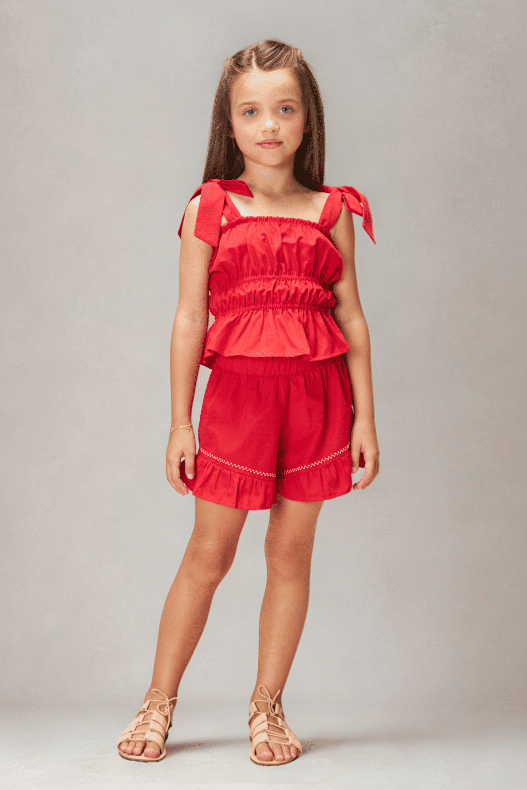 Conjunto blusa e short de tricoline Conjunto blusa e short de tricoline