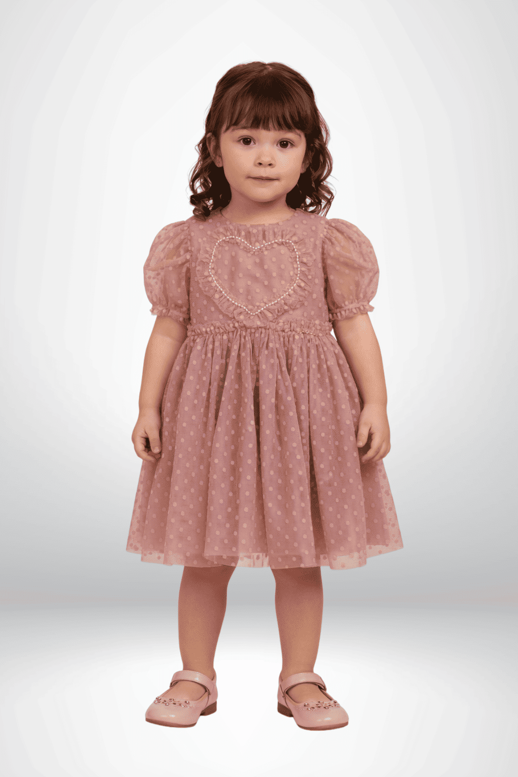 Vestido de tule com coração bordado Vestido de tule com coração bordado