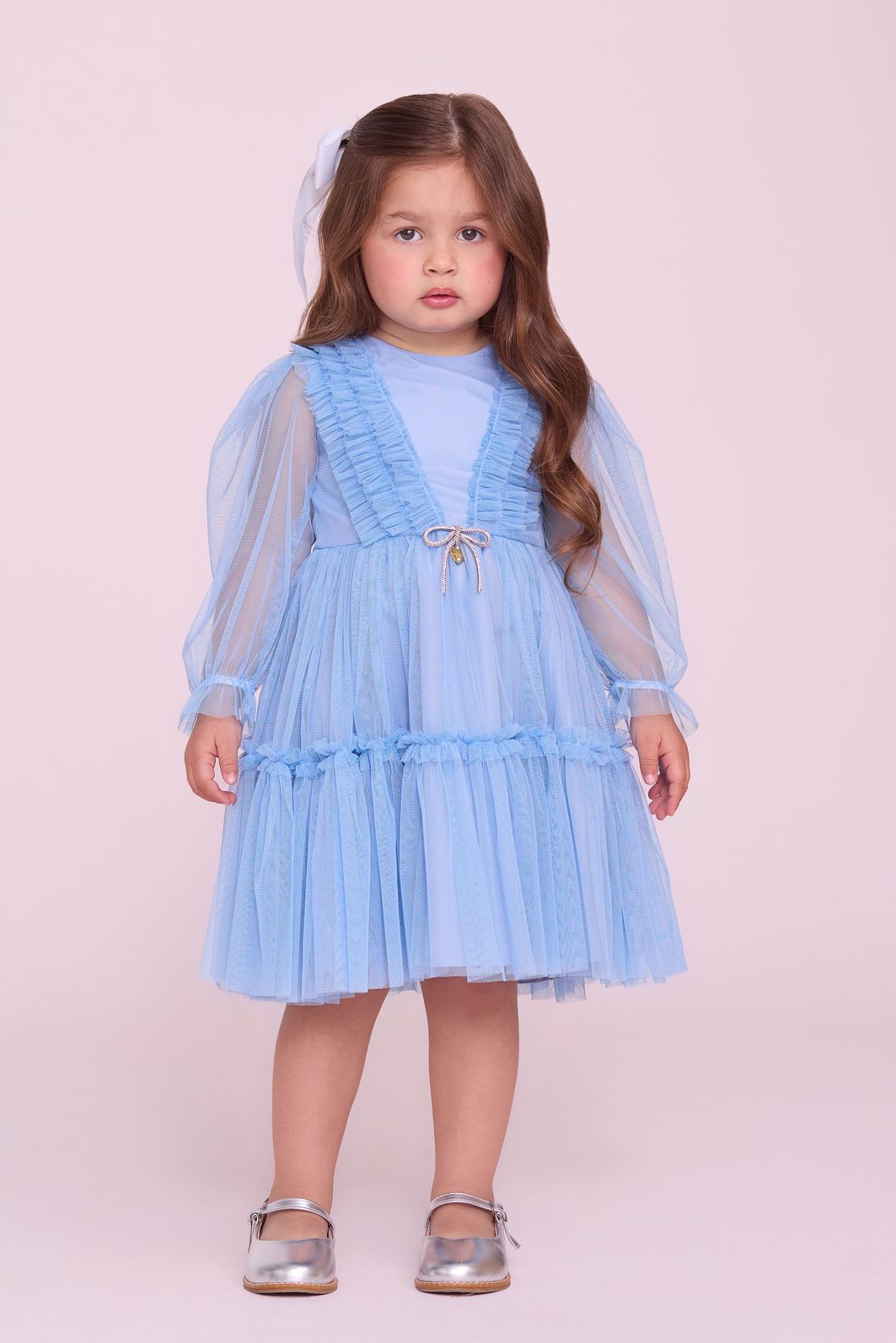 Vestido De Tule Com Laço e Strass Vestido De Tule Com Laço e Strass