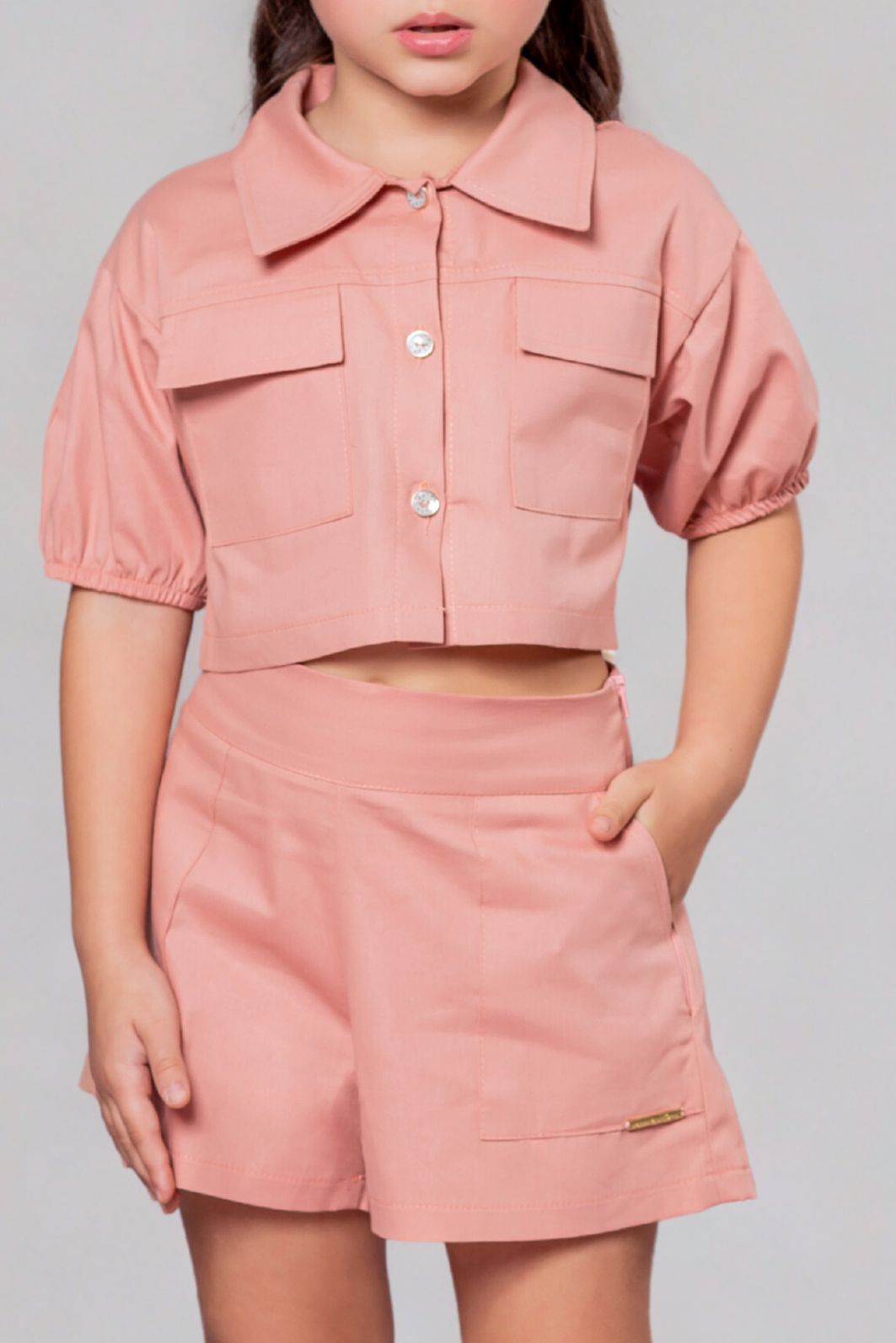 Conjunto camisa e short de tricoline