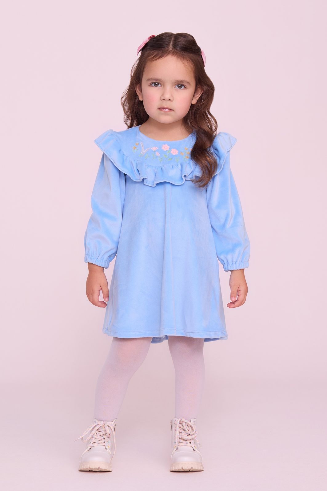 Vestido De Plush Com Pala Bordada Vestido De Plush Com Pala Bordada