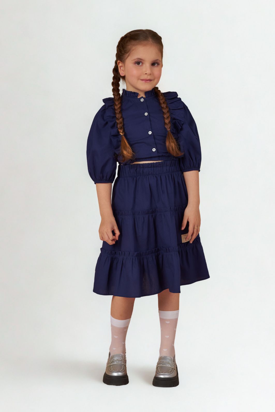 Conjunto camisa e saia de tricoline Conjunto camisa e saia de tricoline