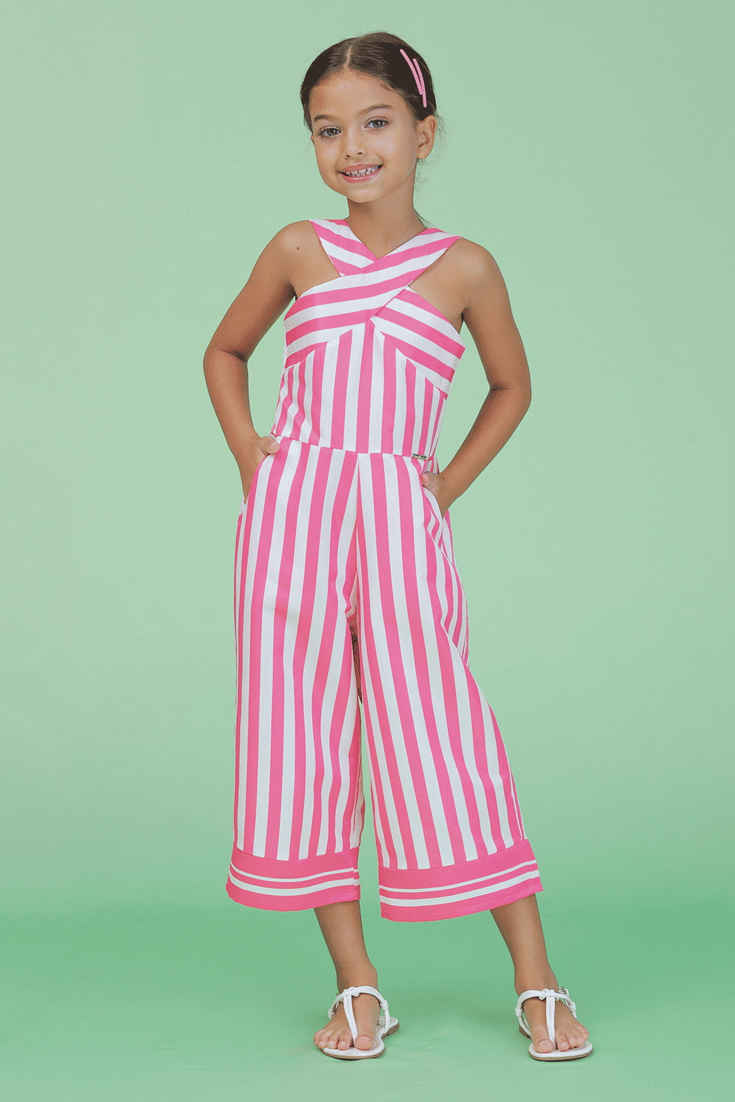 Macacão pantacourt listrado Macacão pantacourt listrado