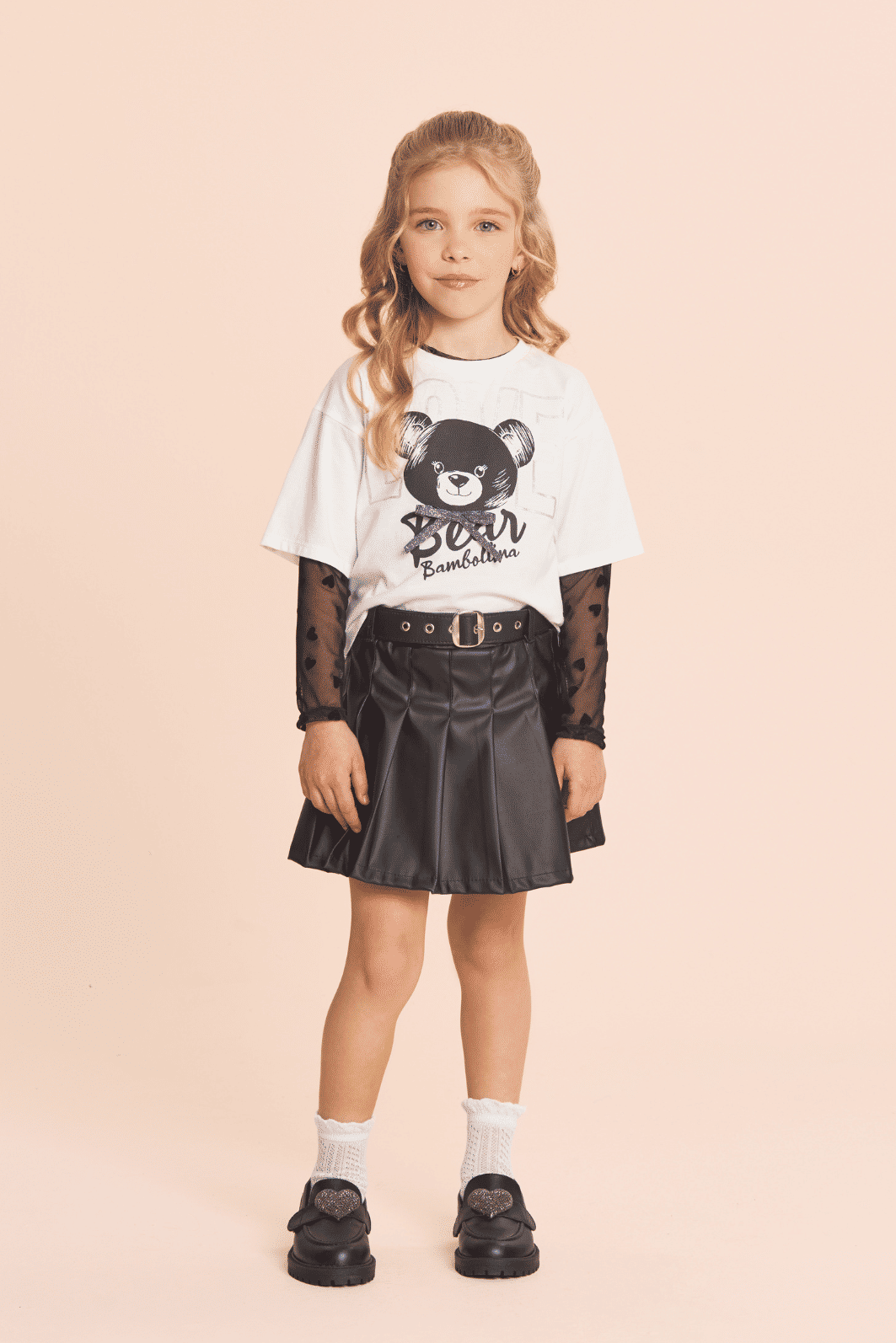 Blusa de tule flocking coração