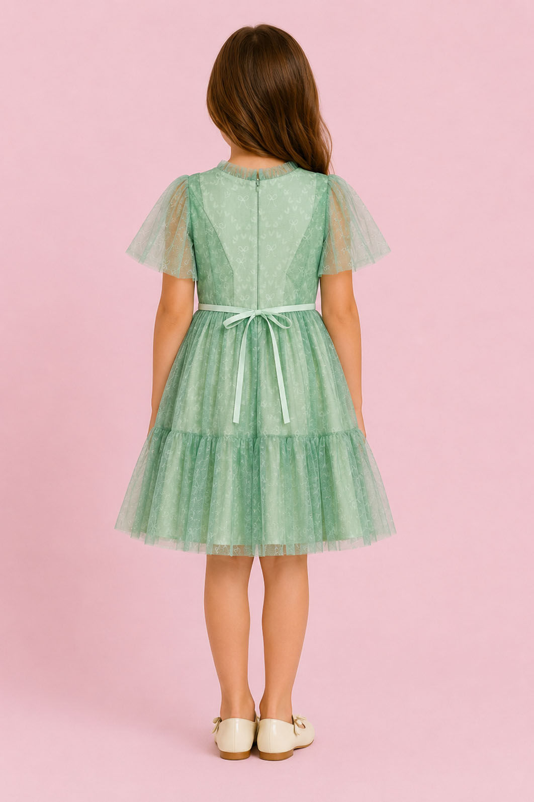Vestido de Tule Estampado Com Strass No Peito Vestido de Tule Estampado Com Strass No Peito