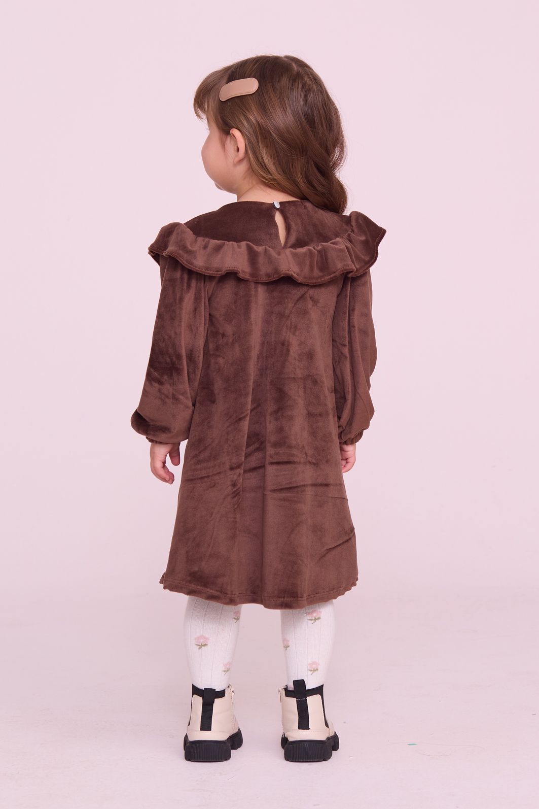 Vestido De Plush Com Pala Bordada Vestido De Plush Com Pala Bordada
