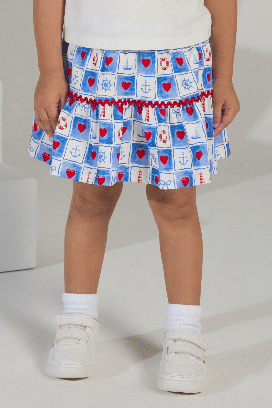 Conj. blusa off saia estampada Conj. blusa off saia estampada