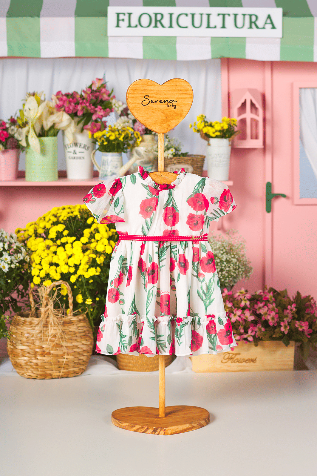 Vestido de organza com estampa de flores Vestido de organza com estampa de flores