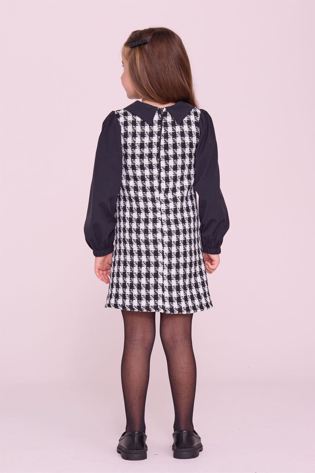 Vestido De Tweed Com Mangas E Golas De Tricoline Vestido De Tweed Com Mangas E Golas De Tricoline