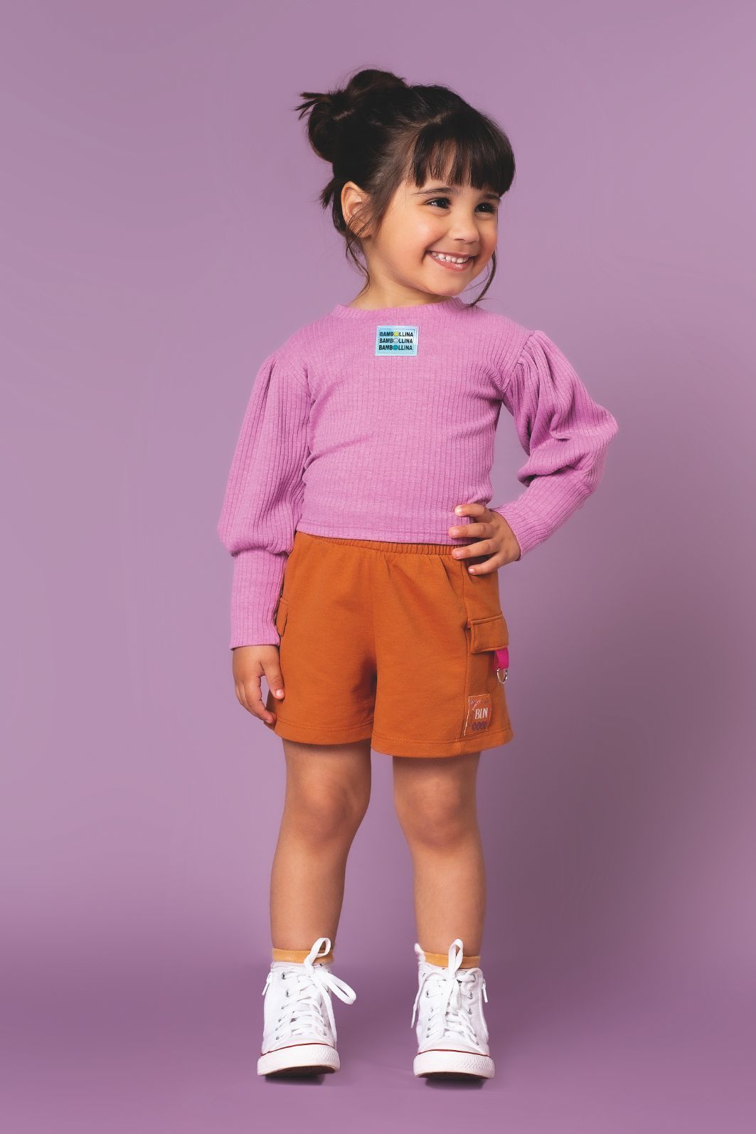 Short de moletinho com lapela