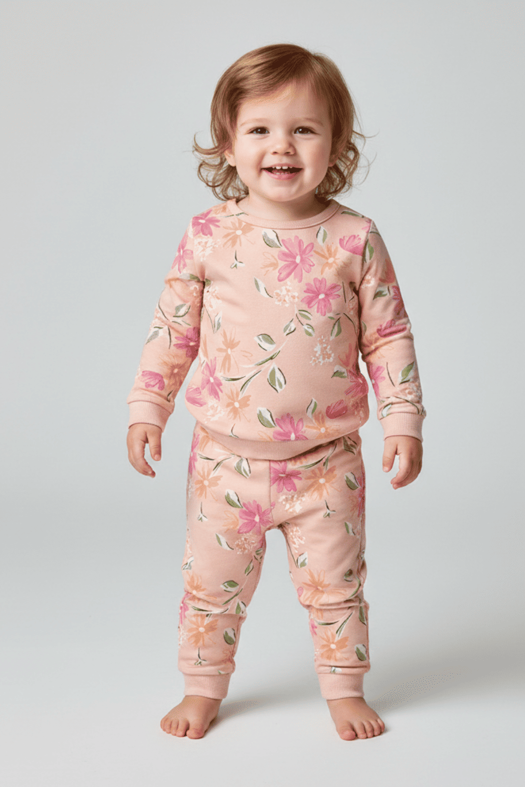 Conjunto blusa de moletom e calça com estampa de flores Conjunto blusa de moletom e calça com estampa de flores