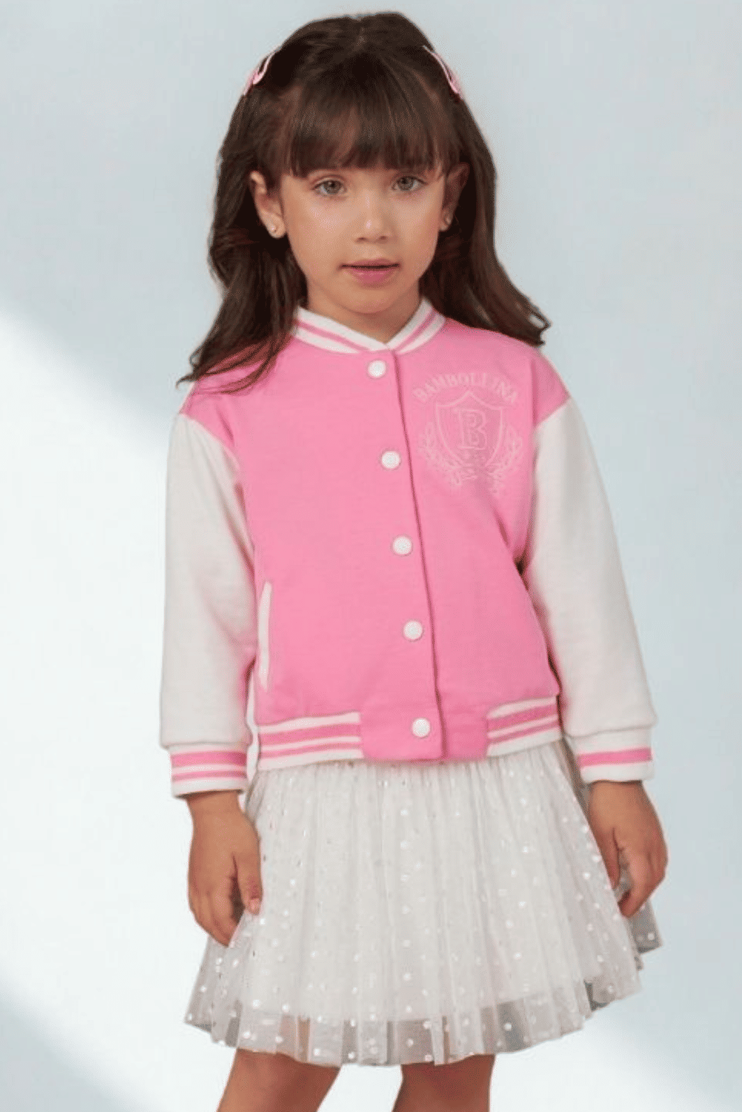 Jaqueta colegial de moletinho com bordado