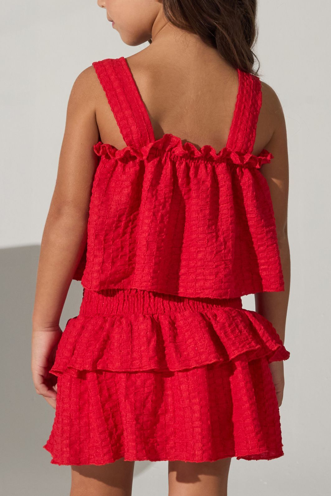 Conjunto blusa conf e saia de babados Conjunto blusa conf e saia de babados