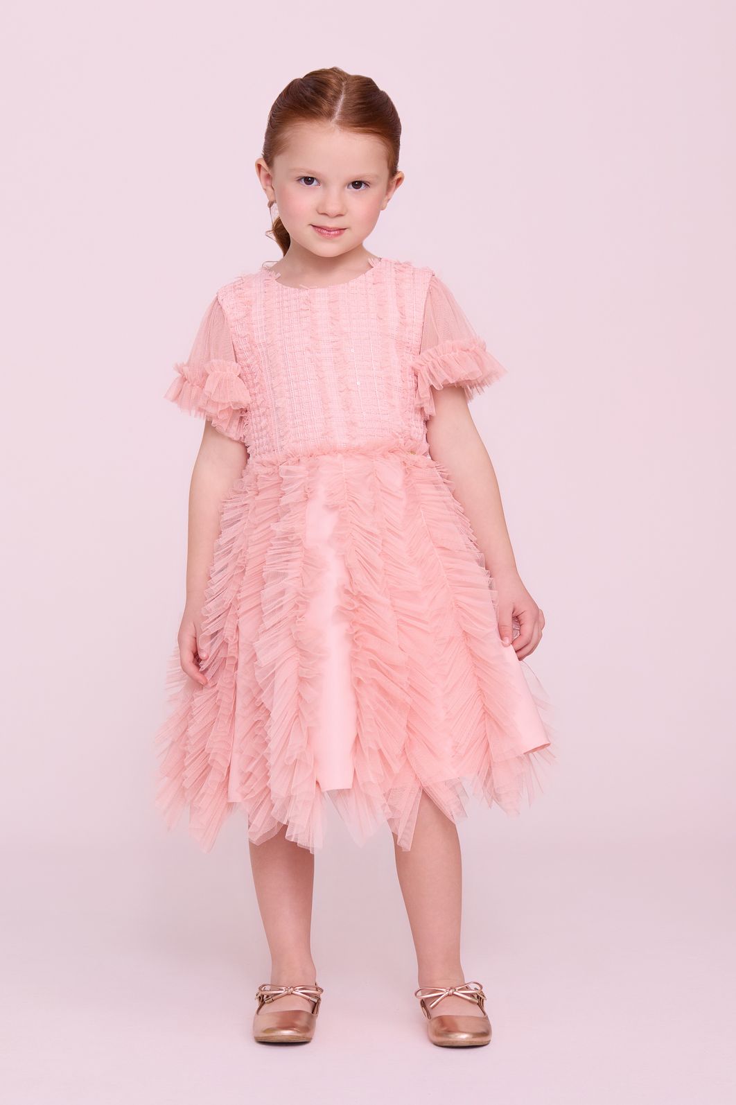 Vestido De Tule Com Babado Na Parte Inferior