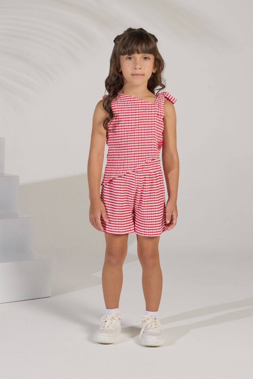 Conjunto blusa e short xadrez