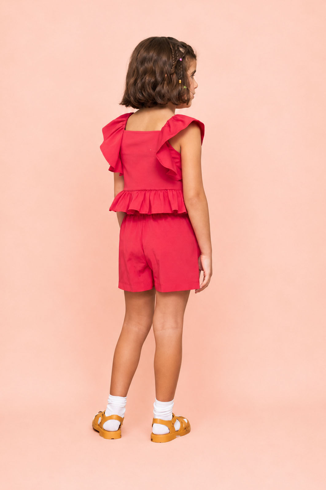 Conjunto blusa e short de tricoline Conjunto blusa e short de tricoline